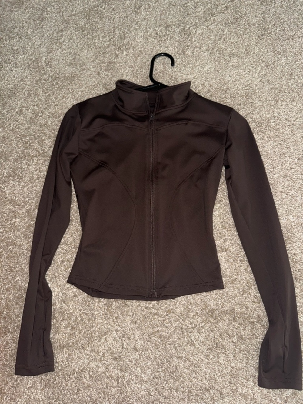 Women's Brown Cropped-Zip Athletic Jacket